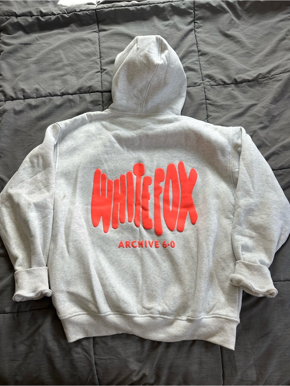 WHITEFOX Graphic Hoodie in Light Gray with Red Logo
